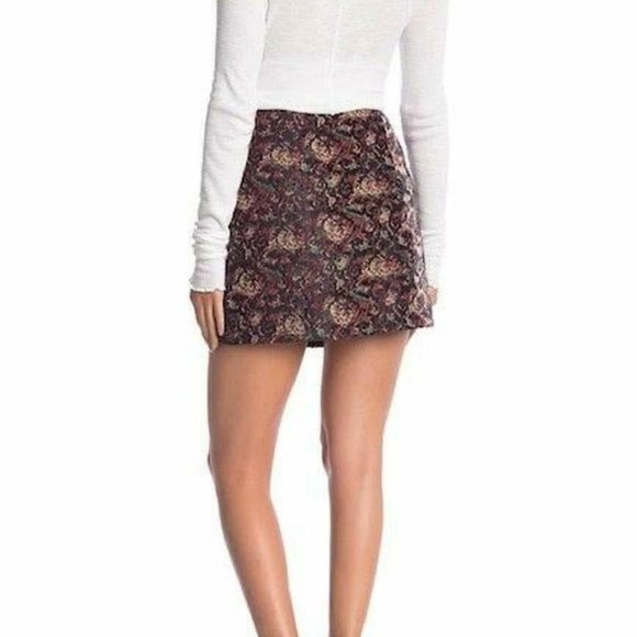 Free People Stylish Jacquard Print Faux Wrap Cute Mini Skirt Size Small - Picture 2 of 2